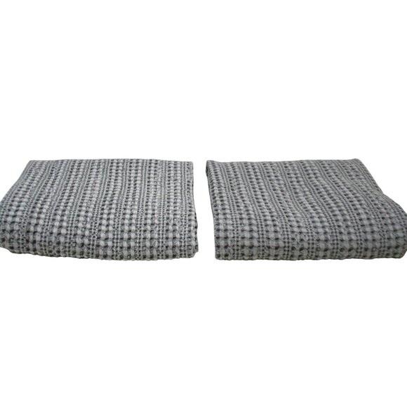 Pottery Barn Set of 2 Honeycomb Waffle Weave Euro Sham Gray 26x26 Luxury Neutral - Picture 2 of 5